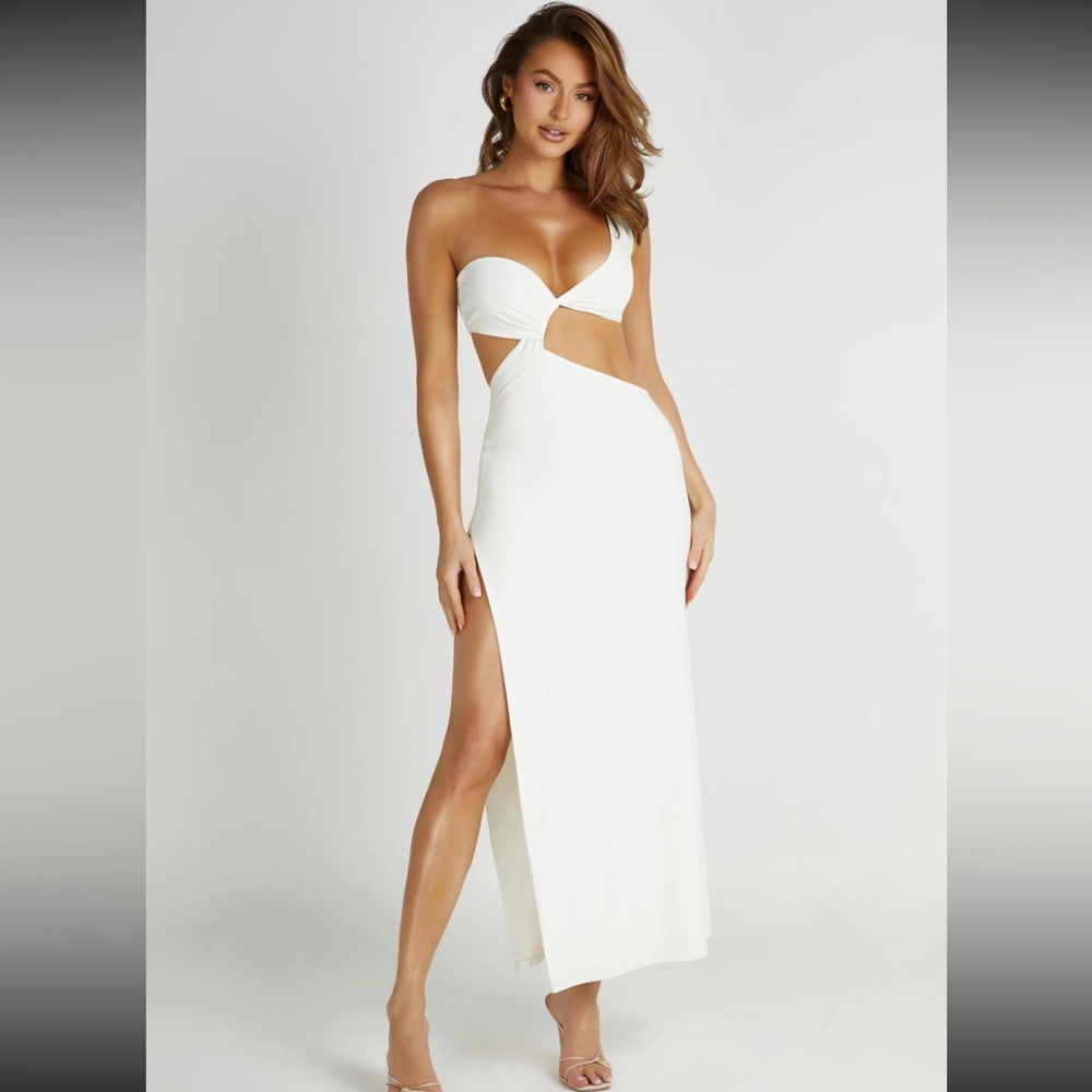Meshki solana one shoulder white dress